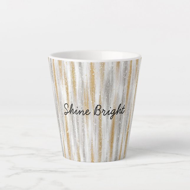 Taza De Café Latte Gold Silver Stripes Christmas Celebration Birthday (Anverso)