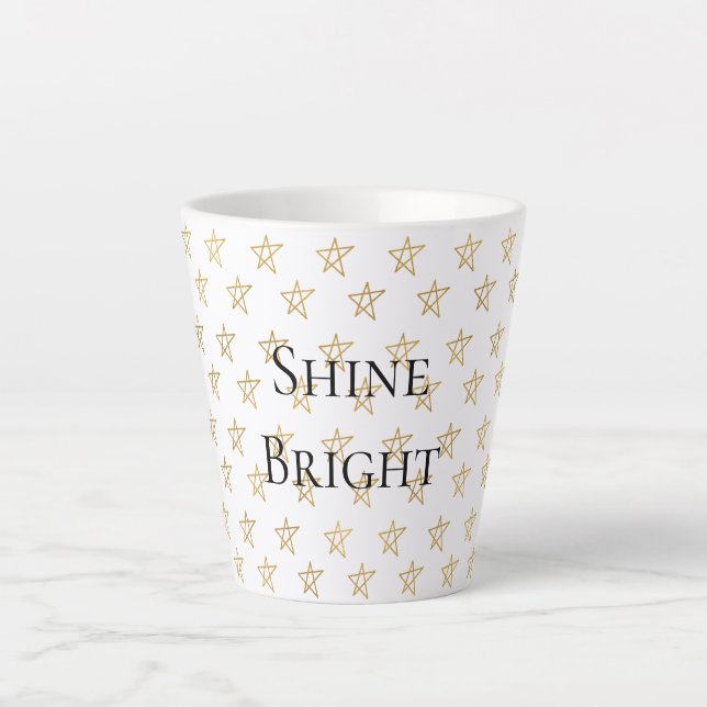 Taza De Café Latte Gold Stars Shine Bright (Anverso)