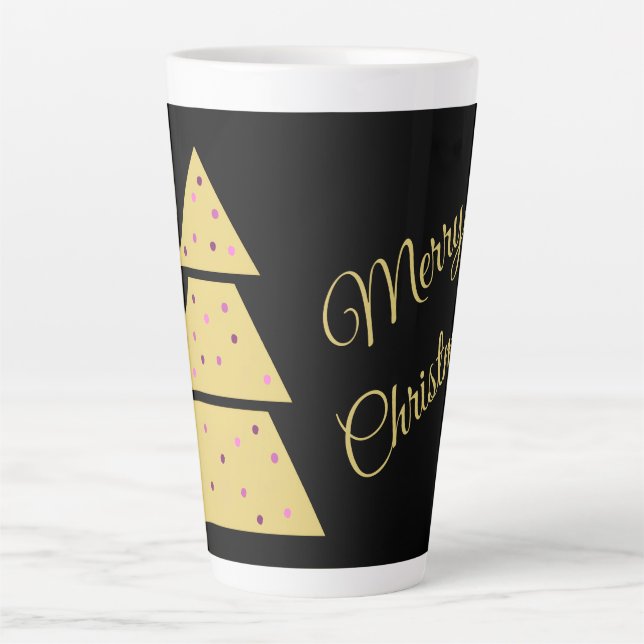 Taza De Café Latte Golden Christmas Tree Latte Mug (Anverso)