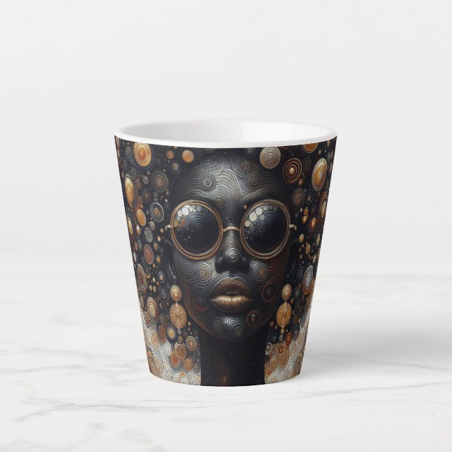 Taza De Café Latte "Golden Gaze" Latte Mug (Anverso)