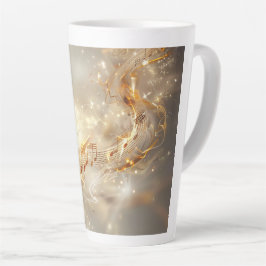 Taza De Café Latte Golden Musical Notes Digital Art