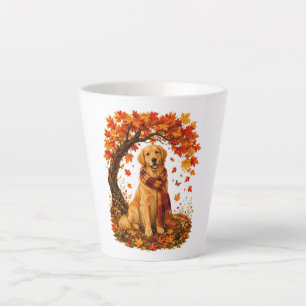 Taza De Café Latte Golden Retriever Otoño Acogedor Día de Acción de G
