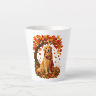 Taza De Café Latte Golden Retriever Otoño Acogedor Día de Acción de G