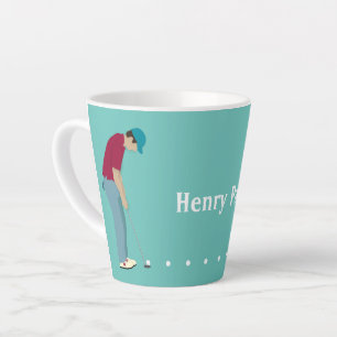 Taza De Café Latte Golfer Poniendo Café Mug