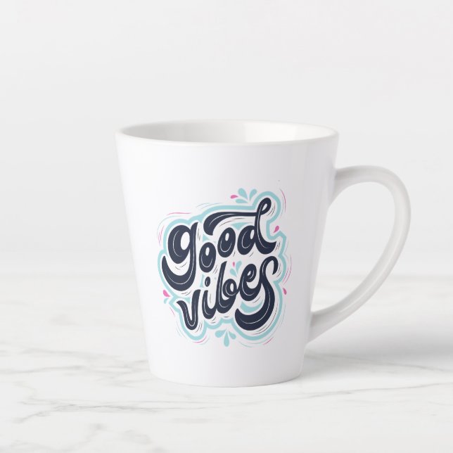 Taza De Café Latte Good Vibes Latte Mug (Derecha)