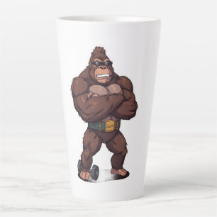 Taza De Café Latte Gorila Fisicoculturista Levantador de Pesas Pop Ar