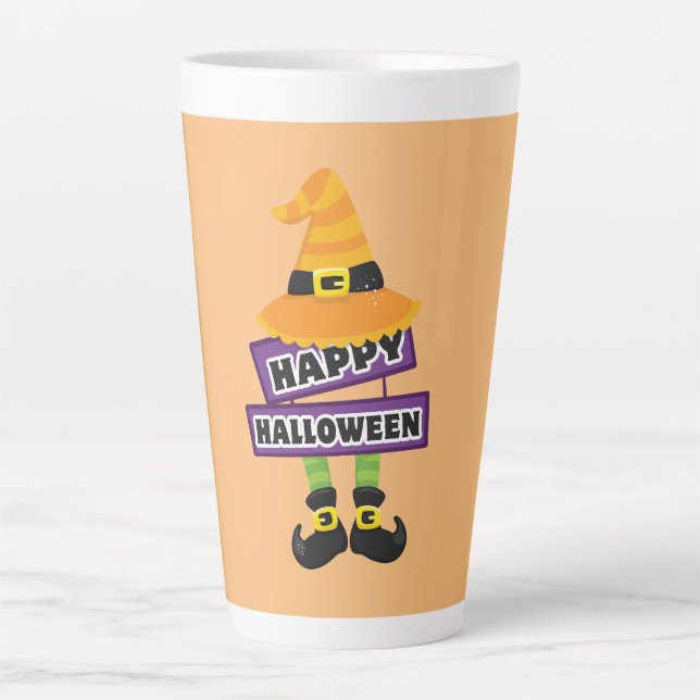Taza De Café Latte Gorra de brujas y Halloween de pies (Anverso)