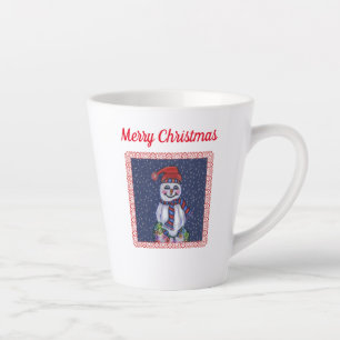 Taza De Café Latte Gorra Snowman sonriente con luces Navidades