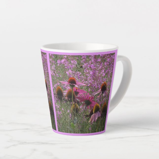 Taza De Café Latte Gorra Sun Flores Collage Latte Mug (Ángulo derecho)