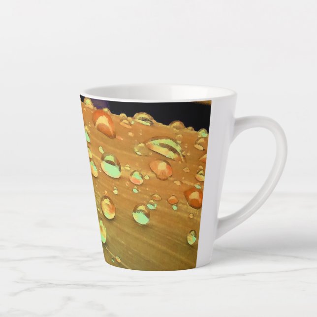Taza De Café Latte Gotas de lluvia cerradas, Naranja de óxido espacia (Derecha)