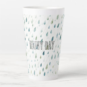 Taza De Café Latte Gotas De Lluvia Día Lluvioso
