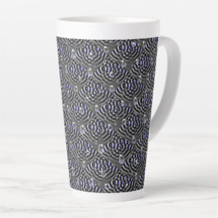 Taza De Café Latte Gotas de lluvia gris azul Metalizado