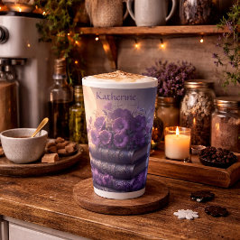 Taza De Café Latte Gothic Book Purple Floral