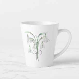 Taza De Café Latte Gotitas de Nieve Flor de Nacimiento de Enero Cerám