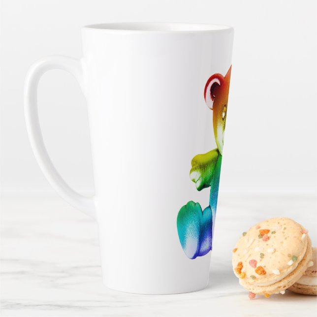 Taza De Café Latte Gra de arcoiris de osito metalizado cepillado de S (In situ)