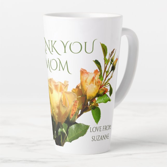 Taza De Café Latte Gracias Mamá Rosas Dorados (Ángulo derecho)