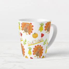TAZA DE CAFÉ LATTE GRACIAS POR DAR GRACIAS A TURQUÍES Y PUMPKINS