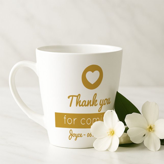 Taza De Café Latte Gracias por venir a Ocassions Gold Heart (Subido por el creador)