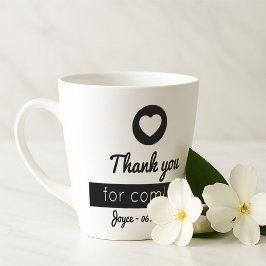 Taza De Café Latte Gracias por venir Corazón moderno en blanco y negr