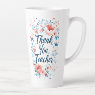 Taza De Café Latte Gracias Profesor Floral