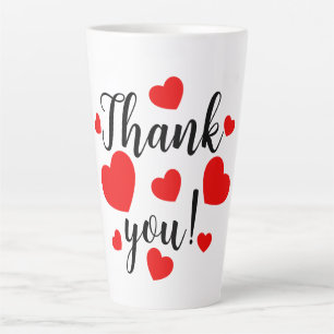 Taza De Café Latte Gracias, Red Hearts Latte Mug