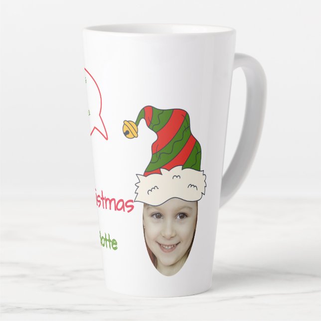 Taza De Café Latte Graciosa foto de nieto en Navidades Gorras navideñ (Ángulo derecho)