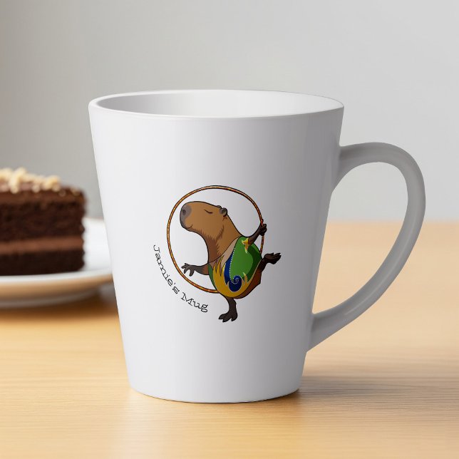 Taza De Café Latte Graciosa gimnasta rítmica Capybara Hoop Personaliz (Subido por el creador)