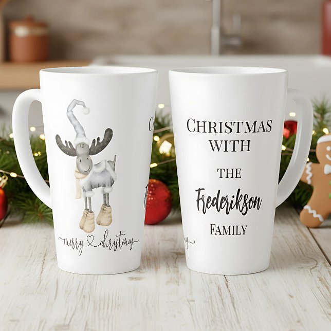 Taza De Café Latte Graciosa Mínima Merry Christmas (personalized nordic christmas mug)