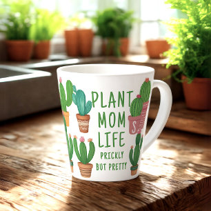 Taza De Café Latte Graciosa Planta Mamá Vida Prudente Cactus Latte Mu
