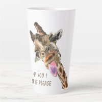 Graciosa sonrisa de jirafa latte Mug - Texto Perso