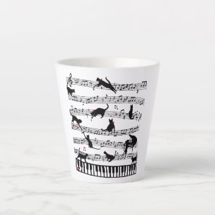 Taza De Café Latte Gracioso Cat Music Note, Regalo Para Piano Player,