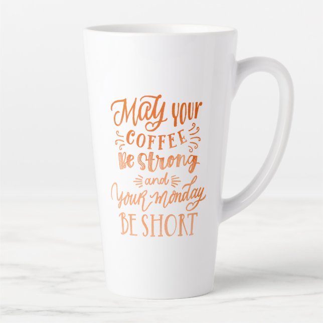 Taza De Café Latte Gracioso Coffee Coffee Naranja Calligraphy Tall (Derecha)