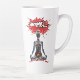Taza De Café Latte Gracioso cómic del yoga - "Namaste ya"