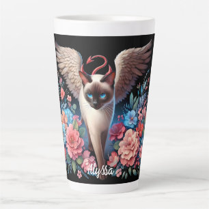 Taza De Café Latte Gracioso demonio siamés y gato ángel