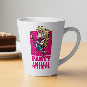 Taza De Café Latte Gracioso Fiesta unicornio Animal Glam Rocker Perso