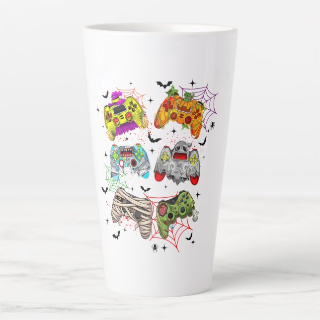 Taza De Café Latte Gracioso Gamer Halloween Latte Mug (Anverso)