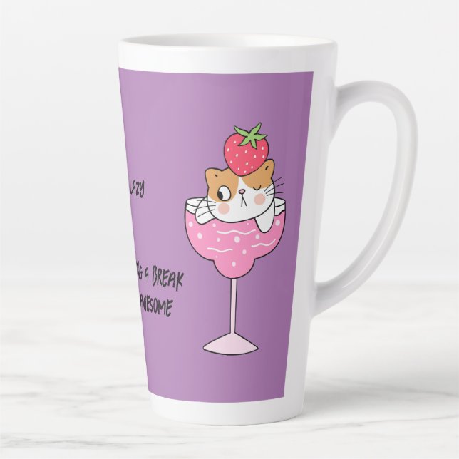 Taza De Café Latte Gracioso gato flojo latte mugs (Derecha)