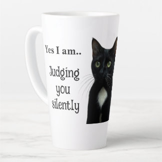 Taza De Café Latte Gracioso gato negro cerámico