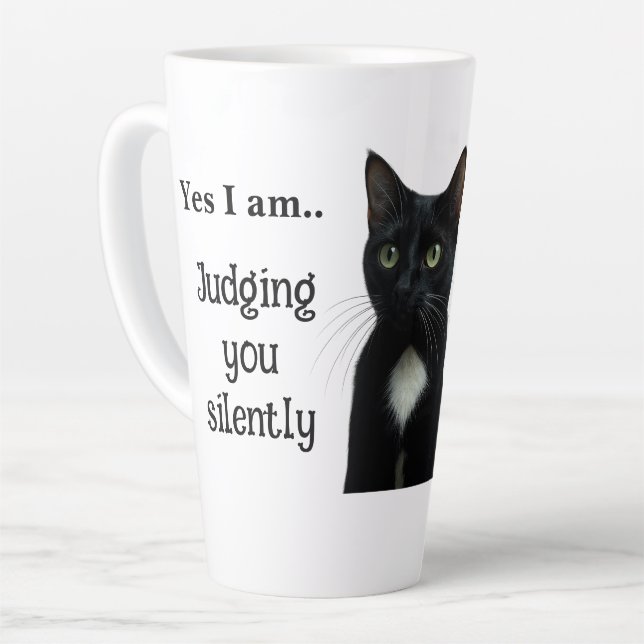 Taza De Café Latte Gracioso gato negro cerámico (Ángulo izquierdo)