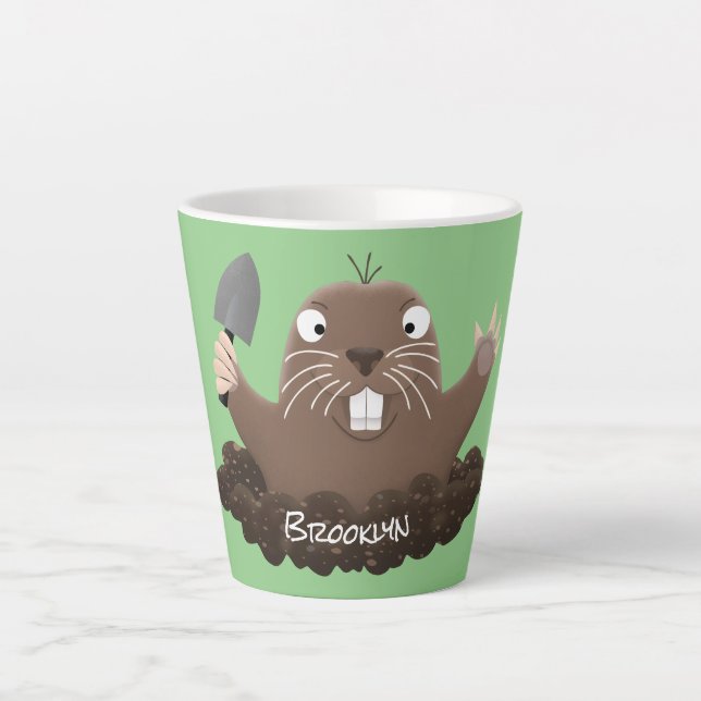 Taza De Café Latte Gracioso gopher digging personalizado ilustracion (Anverso)