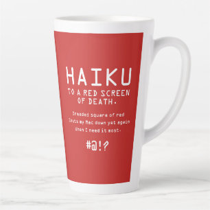 Taza De Café Latte Gracioso Haiku a la pantalla roja de la muerte