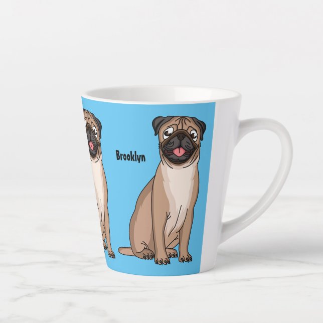 Taza De Café Latte Gracioso ilustracion de personalizado de perro de  (Derecha)