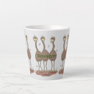 Taza De Café Latte Gracioso ilustracion del trío de emu australiano p