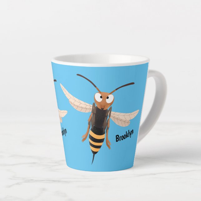 Taza De Café Latte Gracioso ilustracion personalizado de avispas de a (Ángulo derecho)