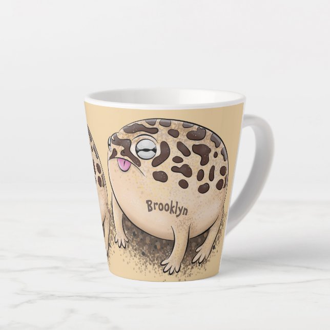 Taza De Café Latte Gracioso ilustracion personalizado de rana de lluv (Ángulo derecho)