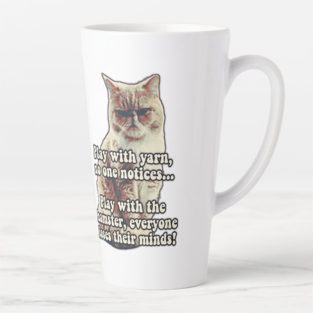 Taza De Café Latte Gracioso meme de gatos enojados para los amantes d (Derecha)