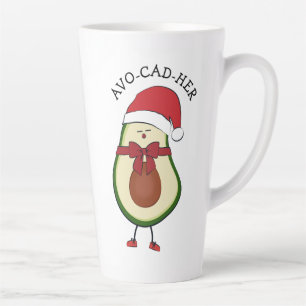 Taza De Café Latte Gracioso regalo de Santa Hat Aguacate