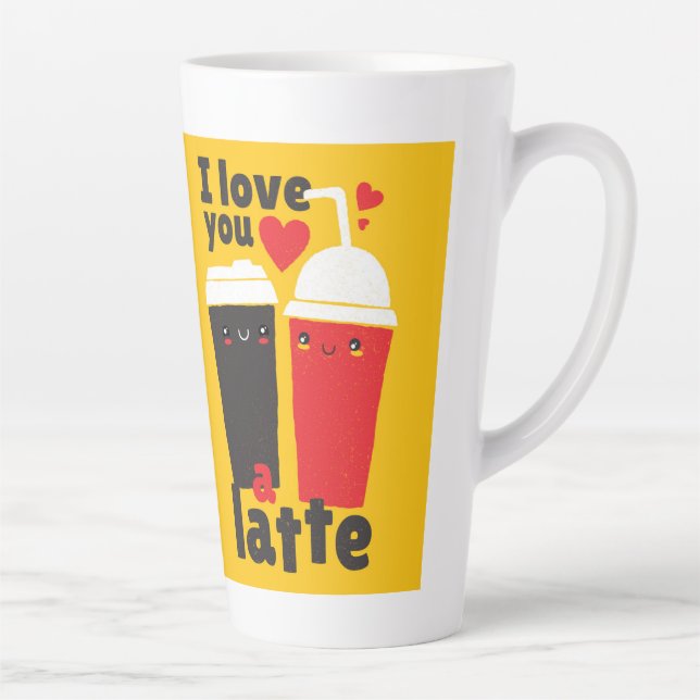 Taza De Café Latte Gracioso te amo café LATTE San Valentín Graphics (Derecha)