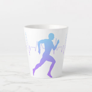 Taza De Café Latte Gradiente de silueta de ejecución de hombre y líne