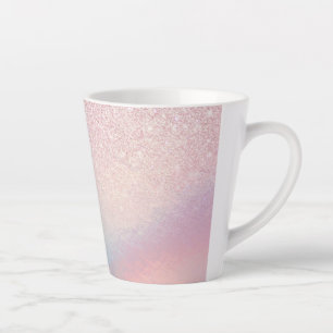 Taza De Café Latte Gradiente holográfico irlandés Purpurina rosado de